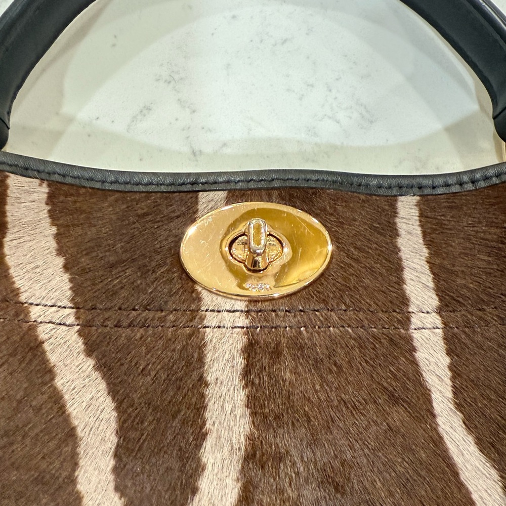 Coach Gramercy Leather & Zebra Print Dyed Calf Hair Tote Bag - Picture 3 of 9